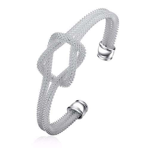 Beautiful! New 925 Sterling Silver Filled Open Cuff Eternity Knot Bangle - Adjustable