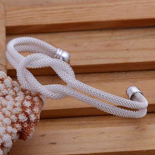 Beautiful! New 925 Sterling Silver Filled Open Cuff Eternity Knot Bangle - Adjustable