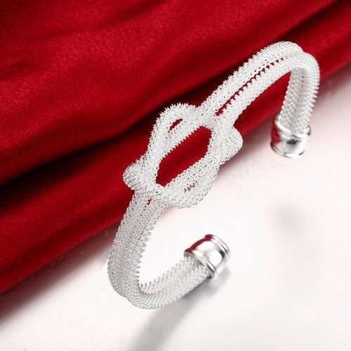 Beautiful! New 925 Sterling Silver Filled Open Cuff Eternity Knot Bangle - Adjustable