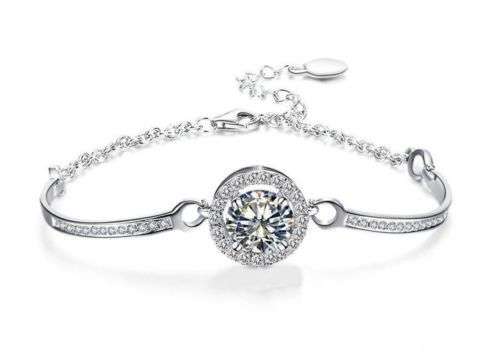 INCREDIBLE! Sparkling Diamond Simulant - Huge 3.5ct Solitaire Engagement Style Tennis Bracelet