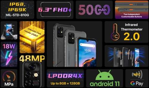 UMIDIGI BISON Pro Rugged Phone, 48MP Camera, 4GB+128GB, 5000mah Battery, Dual SIM