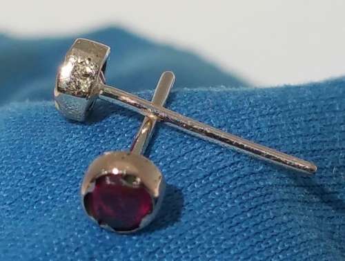 ***AKM - 9CT SOLID GOLD STUD RUBY EARRINGS-NO BUTTERFLIES***