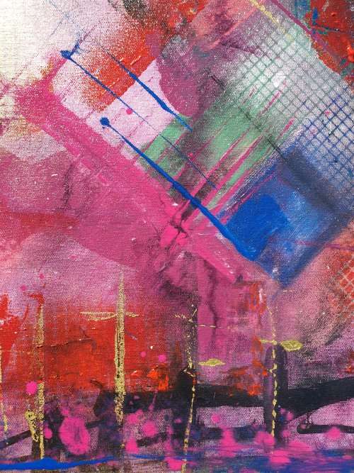 ***Allan Kuhnel - Original abstract painting - A Farmer's City - Decor***