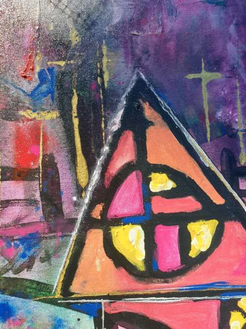 ***Allan Kuhnel - Original abstract painting - A Farmer's City - Decor***