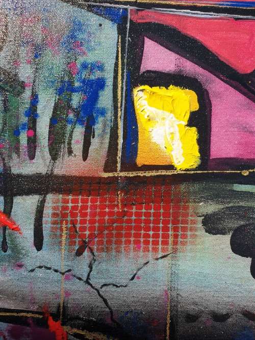 ***Allan Kuhnel - Original abstract painting - A Farmer's City - Decor***