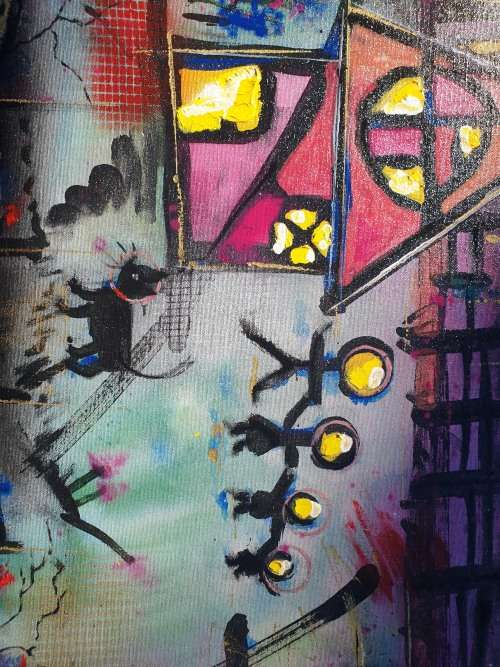 ***Allan Kuhnel - Original abstract painting - A Farmer's City - Decor***