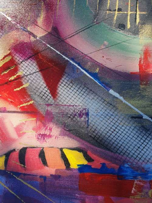 ***Allan Kuhnel - Original abstract painting - A Farmer's City - Decor***