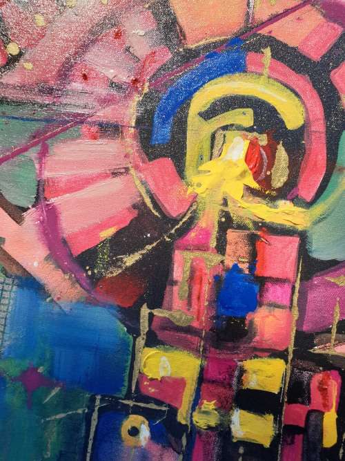 ***Allan Kuhnel - Original abstract painting - A Farmer's City - Decor***