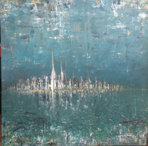 Allan Kuhnel - original abstract painting - GOLDEN CITY