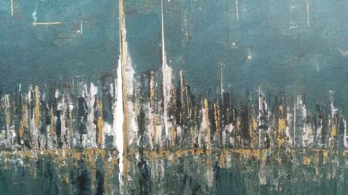 Allan Kuhnel - original abstract painting - GOLDEN CITY