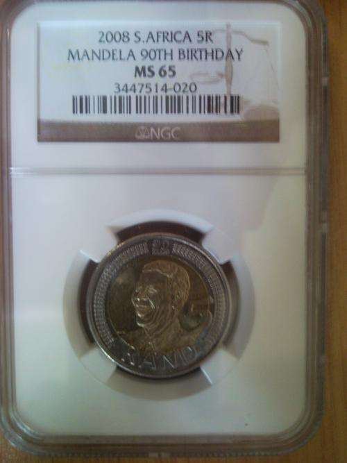 MS65 Mandeala 90th Birthday GRADED R5 Coin