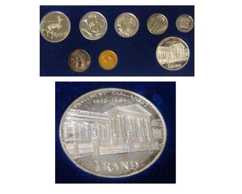 1985 South Africa Proof Set with Silver Parlement R1 in SAM Original Box