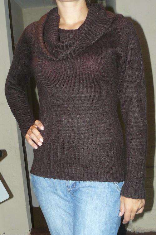Chocolate brown cowl neck jersey - Size M