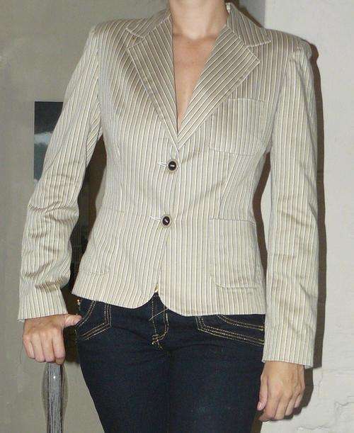 Brown striped jacket - Size S but will fit M