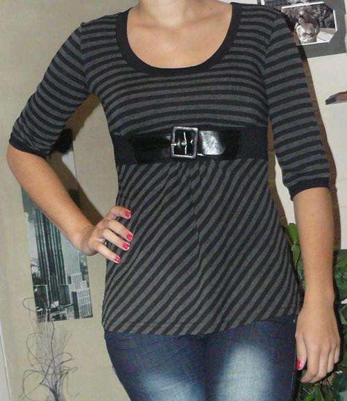 black and grey stiped top - edgars size 10