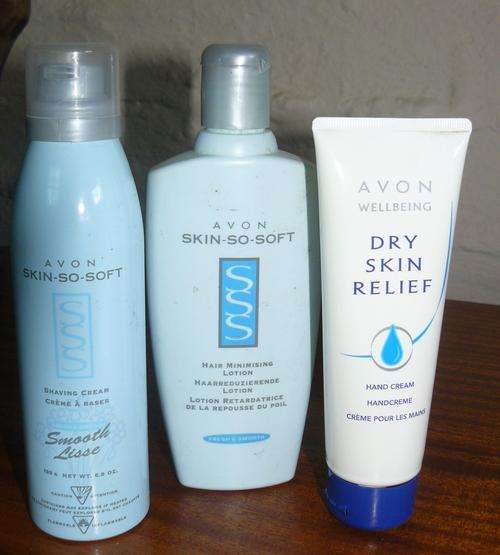 Skin so soft shaving cream, hair minimising lotion and hand cream