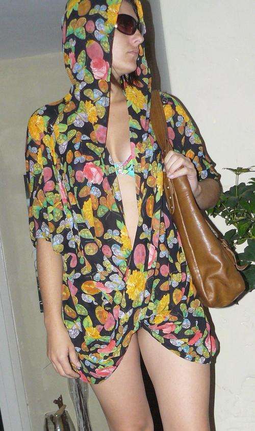 Chiffon hooded wrap around tunic - so unique!! - free size - free sarong