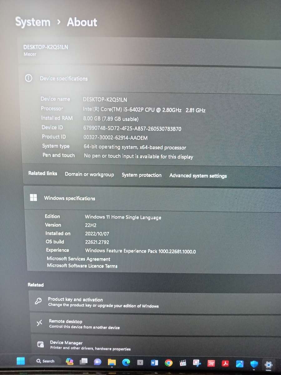 Desktop PC i5 6th Gen plus LCD Monitor