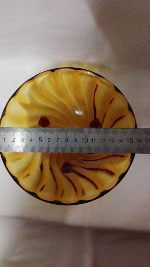 Amber glass bowl - footed
