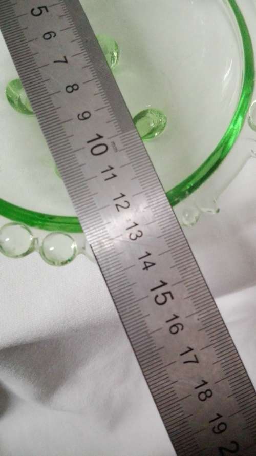 Green glass Art Deco Fruit Bowl Set by Sowerby - Complete