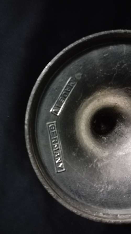 Glass nut bowl with metal foot- German Made