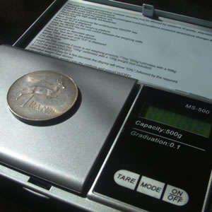 Pocket scale.  Essential tool for determining gold and silver value