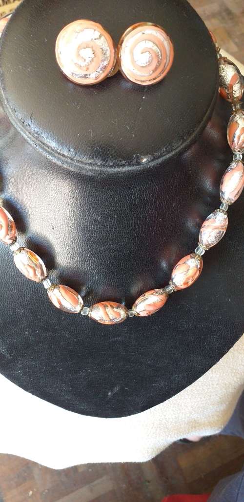 Vintage Murano Glass Necklace And Earrings Set