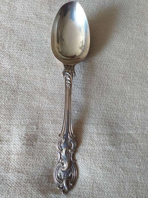 Antique Victorian Hallmarked Silver Dessert Spoon - (Sheffield 1848) - (59.4g)