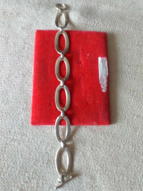 Vintage Modernist Sterling Silver Toggle Bracelet - (16.8g)