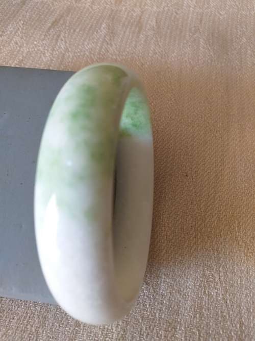 Large Green And White Bangle