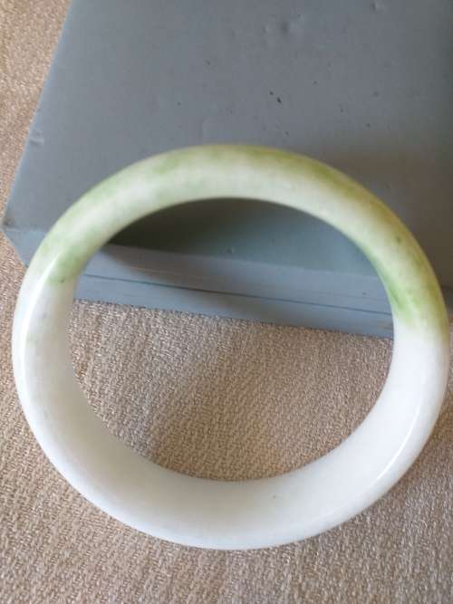 Large Green And White Bangle
