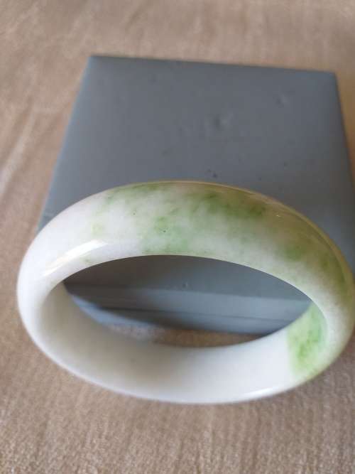 Large Green And White Bangle