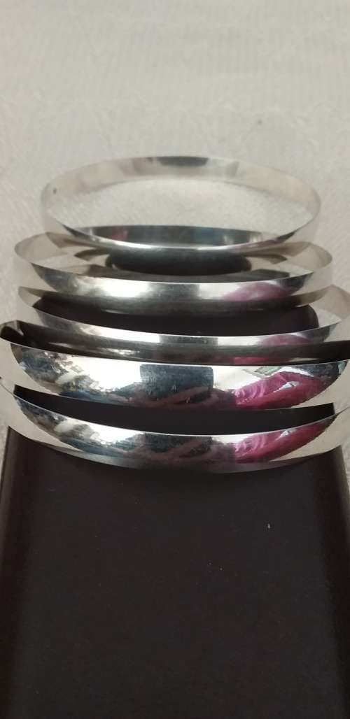 Set Of Five Solid Sterling Silver Bangles