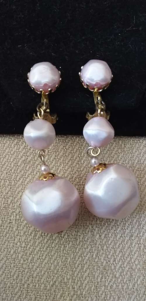 Three Pairs Of Vintage Costume Clip On Earrings