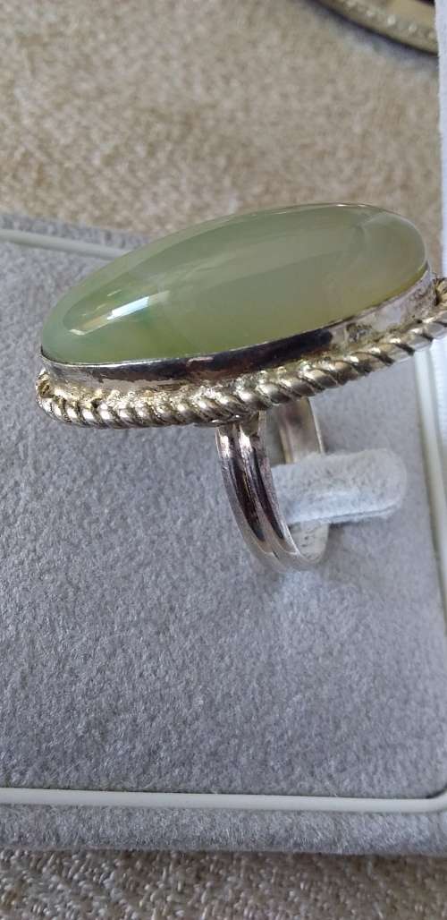 Genuine Prehnite Gemstone Ring