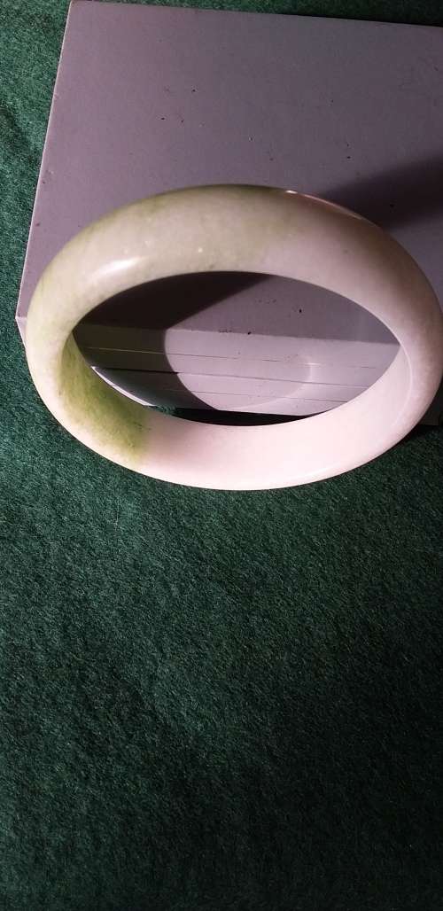 Real Green And White Gemstone Bangle