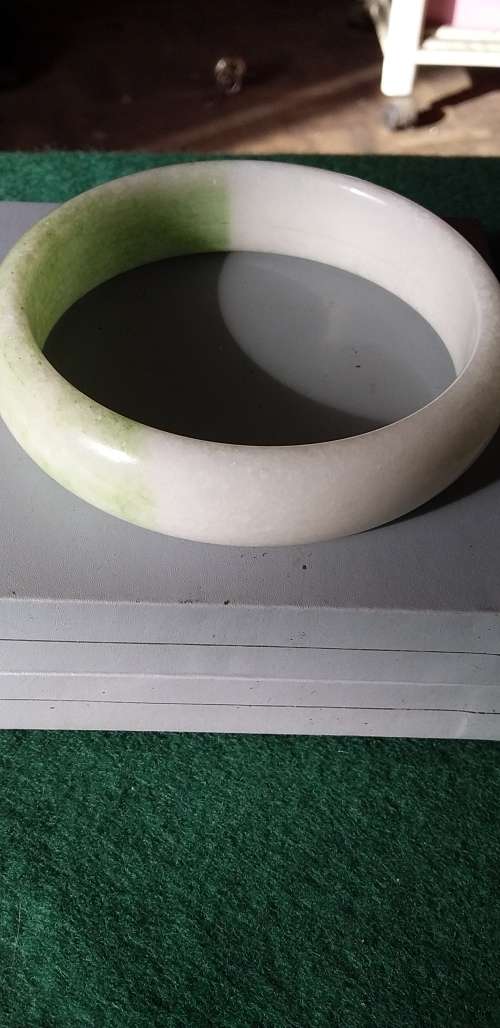 Real Green And White Gemstone Bangle