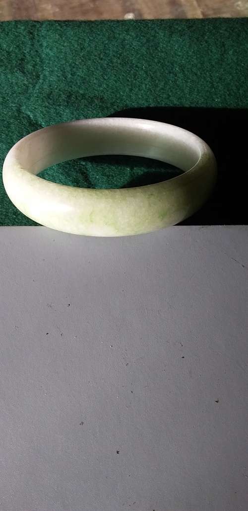 Real Green And White Gemstone Bangle