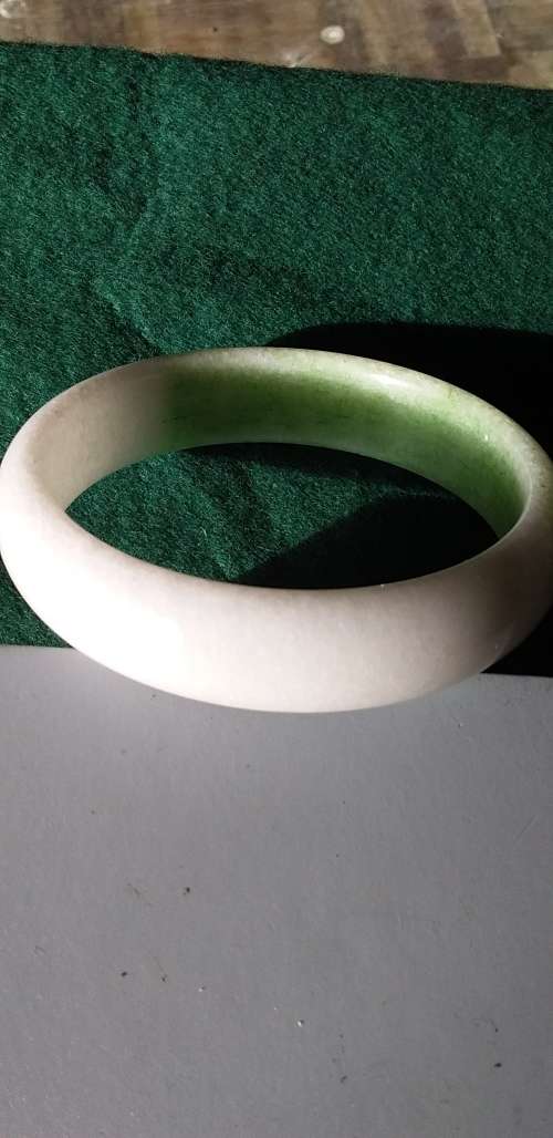 Real Green And White Gemstone Bangle