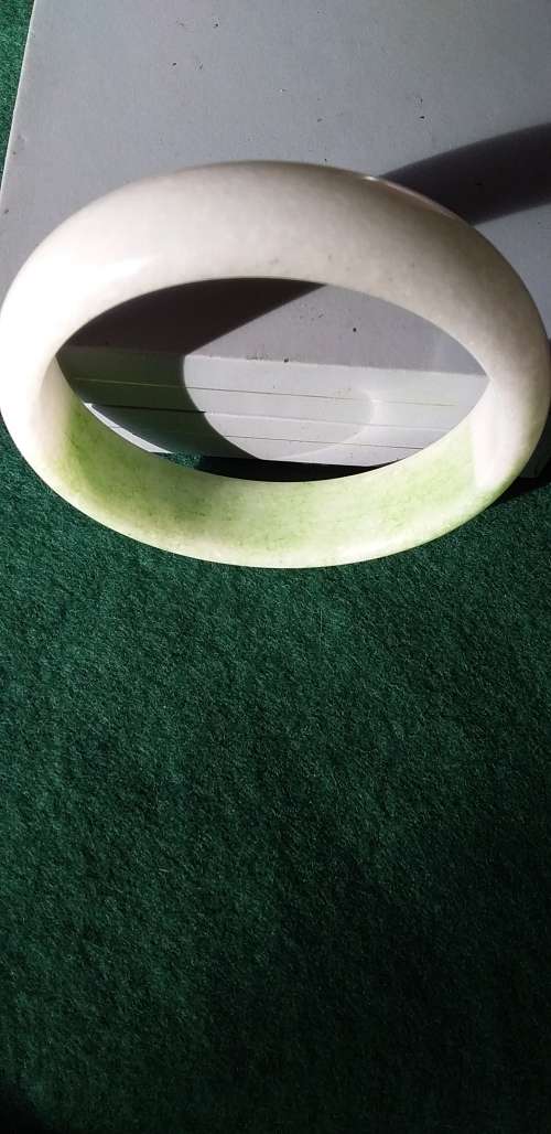 Real Green And White Gemstone Bangle