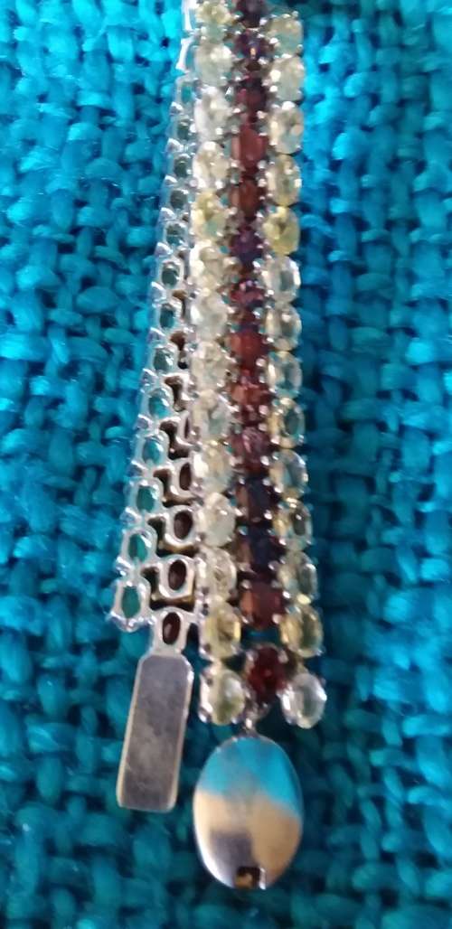 Genuine Garnet And Citrine Triple Row Bracelet