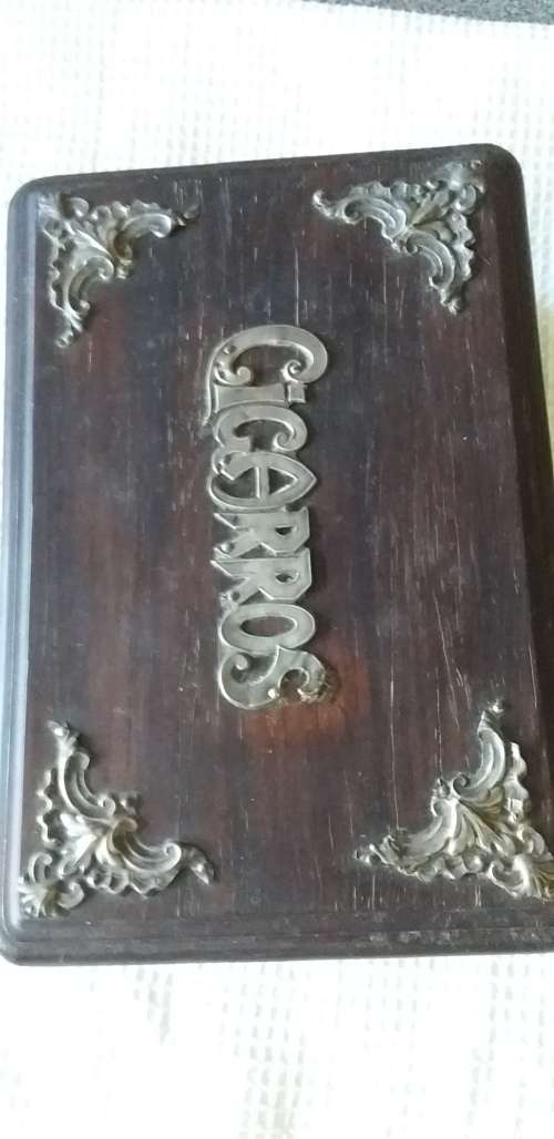 Vintage Silver And Wood Cigar Box