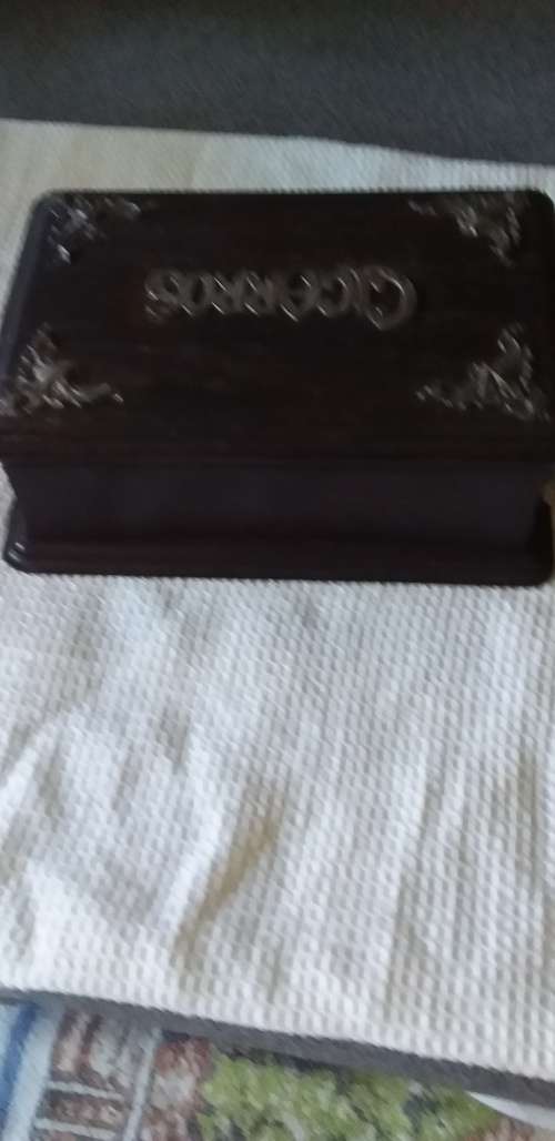 Vintage Silver And Wood Cigar Box