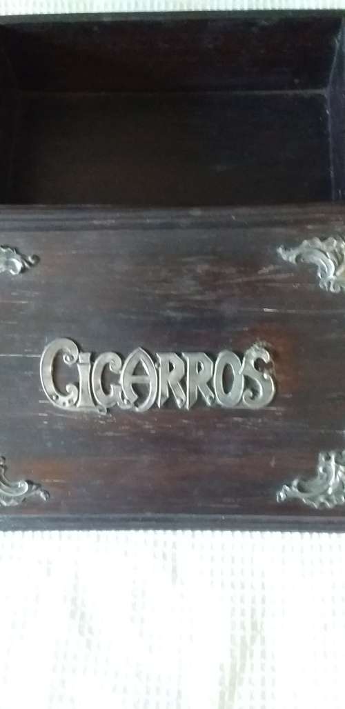 Vintage Silver And Wood Cigar Box