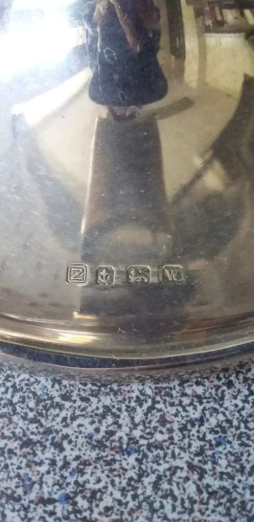 Large Heavy Vintage Hallmarked Silver Inkwell - Birmingham 1946 - (Total weight 430g)