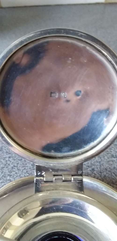 Large Heavy Vintage Hallmarked Silver Inkwell - Birmingham 1946 - (Total weight 430g)