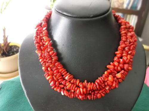 Chunky Red Coral Chip Necklace