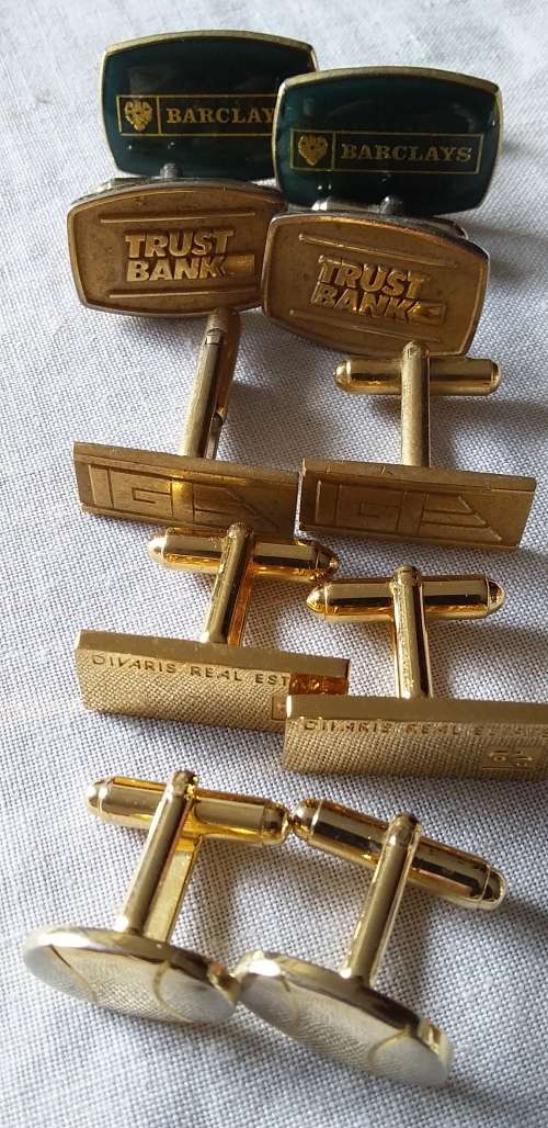 Vintage Job Lot Of 5 Gold Plated Cufflinks - (1 bid)