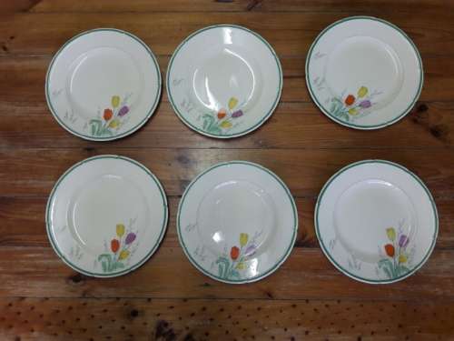 TULIPTIME BURLEIGH WARE 6 FISH PLATES