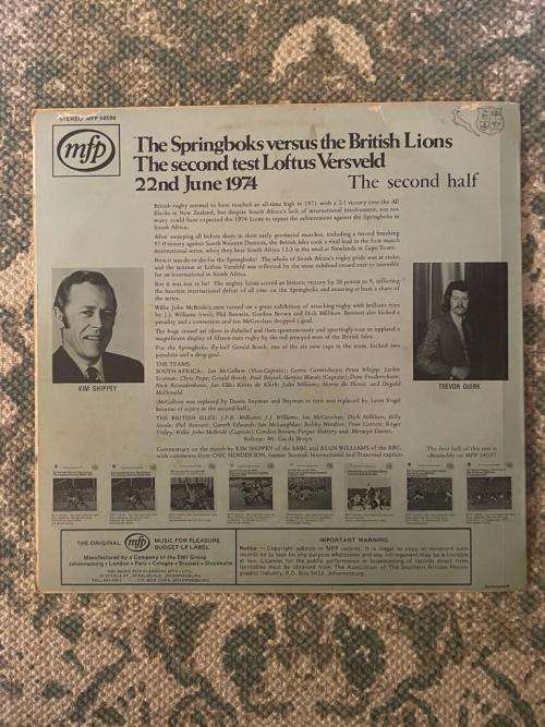 The Springboks versus the British Lions, The 2nd test Loftus  Versveld, 22nd June 1974, the 2nd half